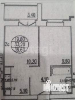 1-к квартира, вторичка, 33м2, 6/9 этаж