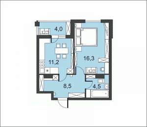 1-к квартира, вторичка, 45м2, 15/17 этаж