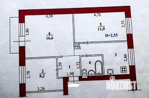 3-к квартира, вторичка, 55м2, 3/5 этаж
