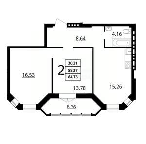 2-к квартира, вторичка, 65м2, 4/7 этаж