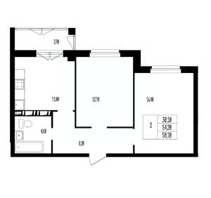 Студия квартира, вторичка, 58м2, 6/17 этаж