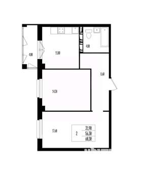 Студия квартира, вторичка, 60м2, 17/17 этаж
