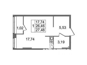Студия квартира, вторичка, 27м2, 6/8 этаж