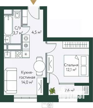 1-к квартира, вторичка, 37м2, 10/24 этаж