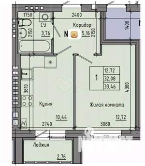 1-к квартира, вторичка, 32м2, 2/5 этаж