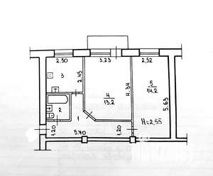 2-к квартира, вторичка, 46м2, 4/5 этаж