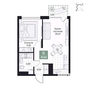 1-к квартира, вторичка, 42м2, 7/10 этаж