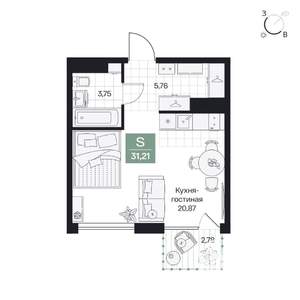 Студия квартира, вторичка, 31м2, 7/9 этаж