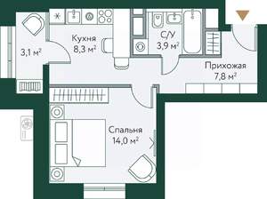 1-к квартира, вторичка, 37м2, 12/24 этаж