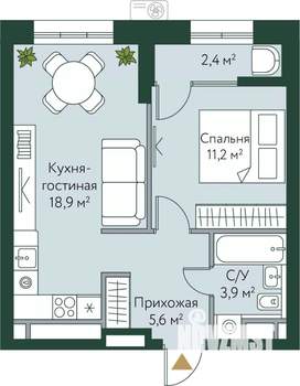1-к квартира, вторичка, 42м2, 10/24 этаж