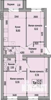 3-к квартира, строящийся дом, 76м2, 1/4 этаж