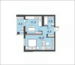 1-к квартира, вторичка, 41м2, 5/17 этаж