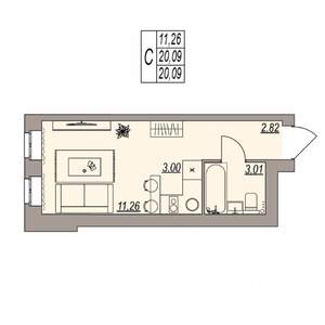 Студия квартира, вторичка, 20м2, 3/3 этаж