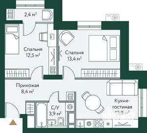 2-к квартира, вторичка, 54м2, 4/24 этаж