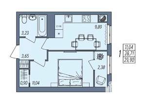 1-к квартира, вторичка, 30м2, 9/10 этаж