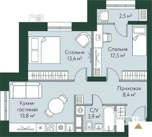 2-к квартира, вторичка, 55м2, 10/24 этаж