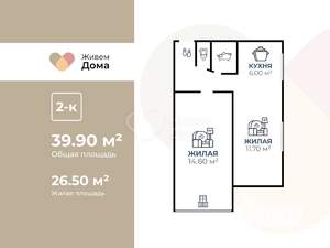 2-к квартира, вторичка, 40м2, 3/5 этаж