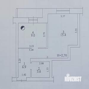 1-к квартира, сданный дом, 35м2, 2/5 этаж