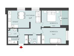 3-к квартира, вторичка, 63м2, 12/21 этаж