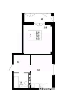 Студия квартира, вторичка, 49м2, 10/17 этаж