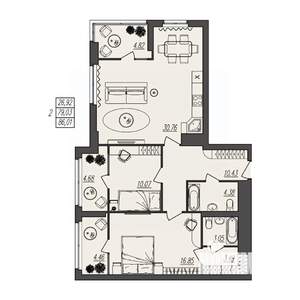 2-к квартира, вторичка, 86м2, 17/17 этаж