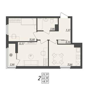 2-к квартира, вторичка, 48м2, 5/10 этаж