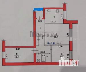 3-к квартира, вторичка, 61м2, 6/10 этаж