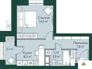 1-к квартира, строящийся дом, 37м2, 9/24 этаж