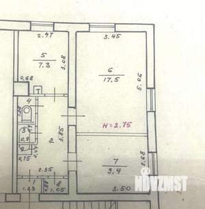 2-к квартира, вторичка, 45м2, 1/2 этаж