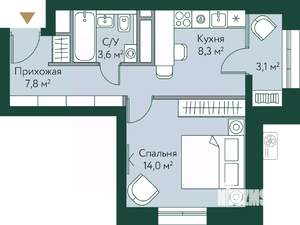 1-к квартира, вторичка, 37м2, 24/24 этаж