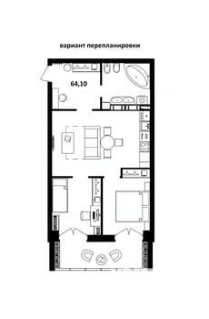 Студия квартира, вторичка, 64м2, 16/17 этаж