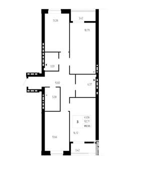 3-к квартира, сданный дом, 100м2, 1/9 этаж