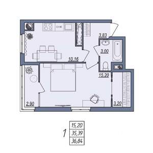 1-к квартира, вторичка, 37м2, 2/10 этаж