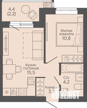 1-к квартира, вторичка, 36м2, 20/22 этаж