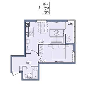 1-к квартира, вторичка, 39м2, 6/10 этаж