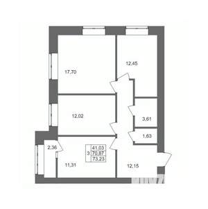 3-к квартира, вторичка, 73м2, 6/10 этаж