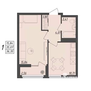 1-к квартира, вторичка, 36м2, 4/10 этаж