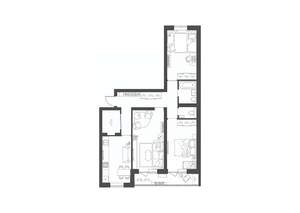 3-к квартира, строящийся дом, 84м2, 8/9 этаж
