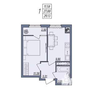 1-к квартира, вторичка, 29м2, 10/10 этаж