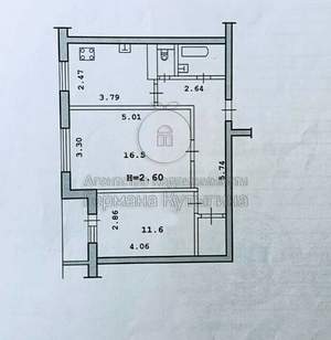 2-к квартира, вторичка, 51м2, 1/9 этаж
