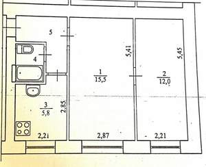 2-к квартира, вторичка, 39м2, 1/2 этаж