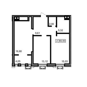 2-к квартира, вторичка, 66м2, 4/23 этаж