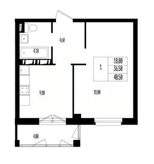 Студия квартира, вторичка, 41м2, 5/17 этаж