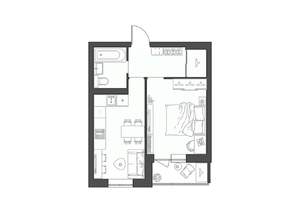 1-к квартира, строящийся дом, 37м2, 2/9 этаж
