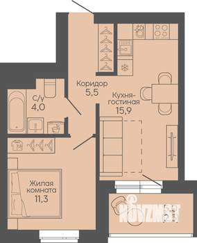 1-к квартира, вторичка, 39м2, 6/19 этаж