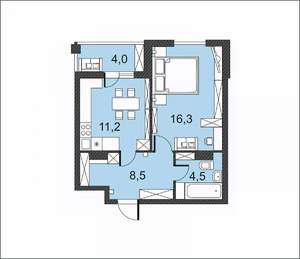 1-к квартира, вторичка, 45м2, 1/17 этаж