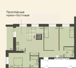 4-к квартира, вторичка, 90м2, 1/10 этаж