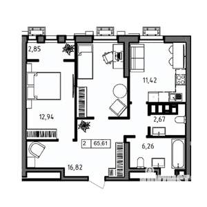 2-к квартира, вторичка, 66м2, 12/23 этаж