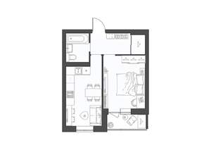 1-к квартира, строящийся дом, 37м2, 9/9 этаж