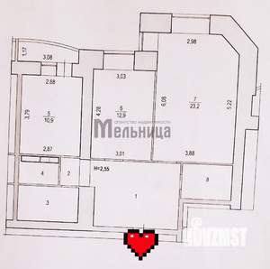 2-к квартира, вторичка, 74м2, 8/17 этаж